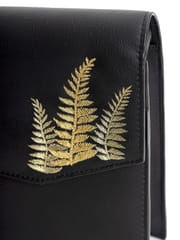 Green Hermitage - Hera Stachel/Crossbody Bag - Apple Leather (Black [ Embroidery ])