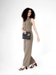 Green Hermitage - Hera Stachel/Crossbody Bag - Apple Leather (Black [ Embroidery ])