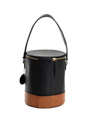 Green Hermitage - Hamera Bucket Bag - Apple Leather (Black & Gingerbread)