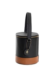 Green Hermitage - Hamera Bucket Bag - Apple Leather (Black & Gingerbread)