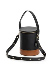 Green Hermitage - Hamera Bucket Bag - Apple Leather (Black & Gingerbread)