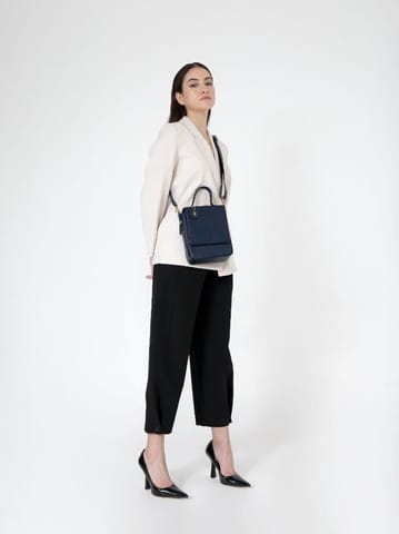Green Hermitage - Ceres Satchel/Crossbody Bag - Cactus Leather (Navy Blue)