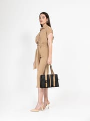 Green Hermitage - Gaia Soulder Bag - Cactus Leather (Black & Gold)
