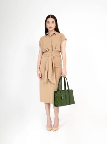Green Hermitage - Gaia Soulder Bag - Cactus Leather (Green)