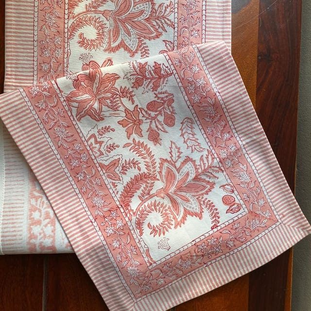 Coral Slub - Padma Table Runner, 100% cotton, 13" x 72"