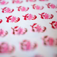 Coral Slub - Petals 6 Seater Dining Table Cover, Hand Block Print, 100% Cotton, 60" x 90"