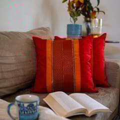 Coral Slub - Vibrance Red Cushion Cover, 16" x 16", Pack of 1