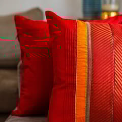 Coral Slub - Vibrance Red Cushion Cover, 16" x 16", Pack of 1