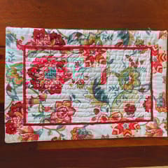Coral Slub - Wheat Meadow Garden Print Cotton Placemats, 13" x 19", Set of 6