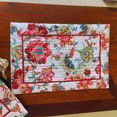 Coral Slub - Wheat Meadow Garden Print Cotton Placemats, 13" x 19", Set of 6