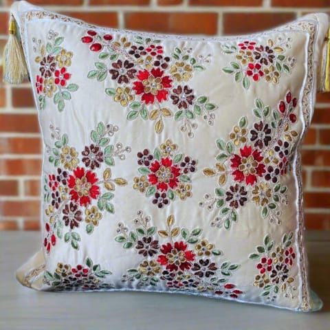 Coral Slub - AARA Offwhite Cushion Cover, 16" x 16", Pack of 1