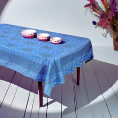 Coral Slub - Arctic Ocean 6 Seater Dining Table Cover, 100% Cotton, 60" x 90"