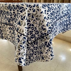 Coral Slub - Blue Kaleidoscope 6 Seater Dining Table Cover, 100% Cotton, 60" x 90"