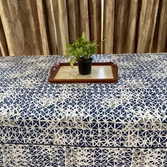Coral Slub - Blue Kaleidoscope 6 Seater Dining Table Cover, 100% Cotton, 60" x 90"