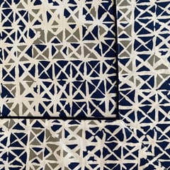 Coral Slub - Blue Kaleidoscope 6 Seater Dining Table Cover, 100% Cotton, 60" x 90"