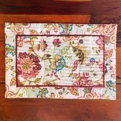 Coral Slub - Burgundy Garden Print Cotton Placemats, 13" x 19", Set of 6