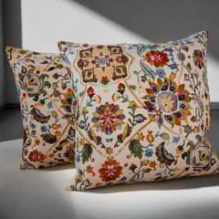 Coral Slub - Floral Elegance Cushion Cover, 16" x 16", Pack of 2