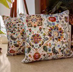 Coral Slub - Floral Elegance Cushion Cover, 16" x 16", Pack of 2