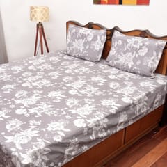 Coral Slub - Gray Garden Double Bed Sheet Set, 90" x 100"