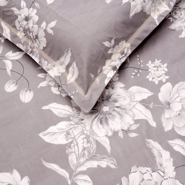 Coral Slub - Gray Garden Double Bed Sheet Set, 90" x 100"