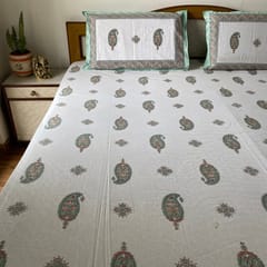 Coral Slub - Hemlata Bedsheet Set 100% Cotton, King Size, 100" x 108"