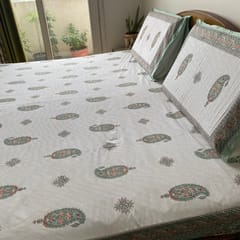 Coral Slub - Hemlata Bedsheet Set 100% Cotton, King Size, 100" x 108"