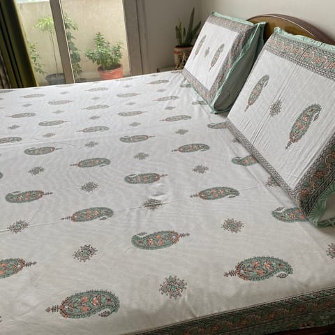 Coral Slub - Hemlata Bedsheet Set 100% Cotton, King Size, 100" x 108"