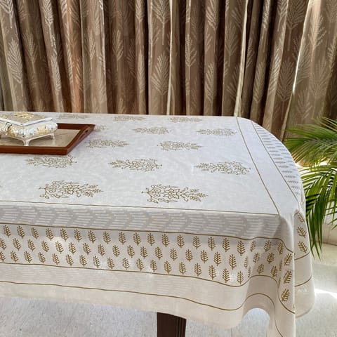 Coral Slub - Ivory Coast 6 Seater Dining Table Cover, 100% Cotton, 60" x 90"