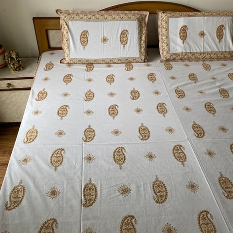 Coral Slub - Kaanti Bedsheet Set 100% Cotton, King Size, 100" x 108"