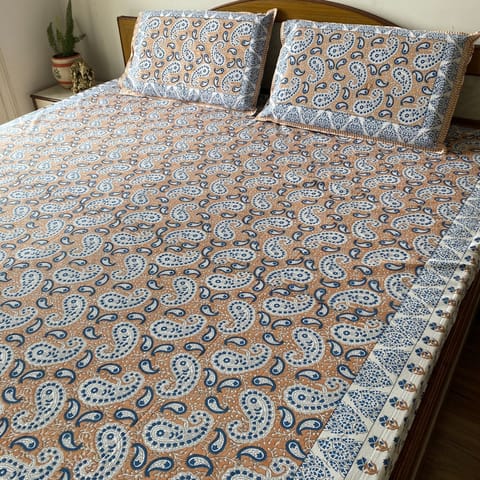 Coral Slub - Kanchan Bedsheet Set 100% Cotton, King Size, 100" x 108"