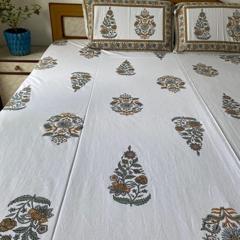 Coral Slub - Kashtha Bedsheet Set 100% Cotton, King Size, 100" x 108"