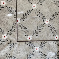 Coral Slub - Leafy Bloom 6 Seater Dining Table Cover, 100% Cotton, 60" x 90"