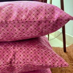 Coral Slub - Leafy Grid Orchid Cushion Covers, 16" x 16", Pack of 5