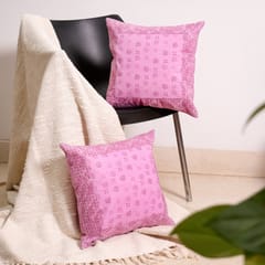 Coral Slub - Leafy Grid Orchid Cushion Covers, 16" x 16", Pack of 5