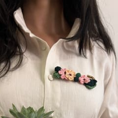 Ikriit’m - Pink and Peach Crochet Brooch on a Metal Pin