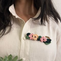 Ikriit’m - Pink and Peach Crochet Brooch on a Metal Pin