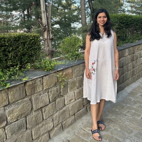 Ikriit’m - White Birds & Blossoms Linen Dress