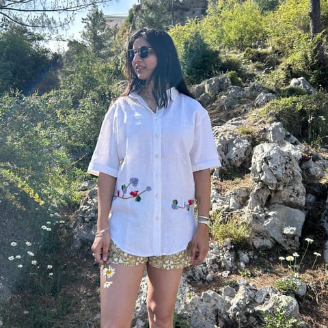 Ikriit’m - White Serene Stich Linen Shirt