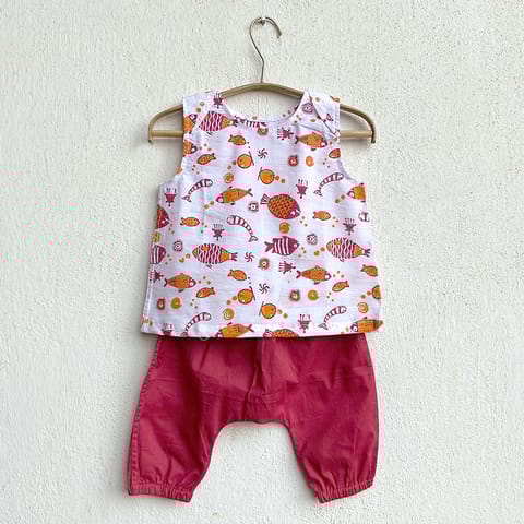 WHITEWATER KIDS UNISEX ORGANIC KOI RED JHABLA WITH RED PANTS