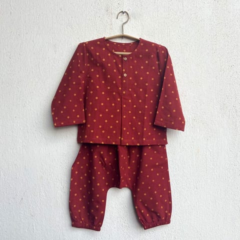 WHITEWATER KIDS UNISEX ORGANIC MADDER RAIDANA PRINT KURTA + PANTS