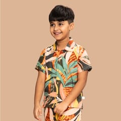 Greendeer Funky Jungle Print Half Sleeve Shirt