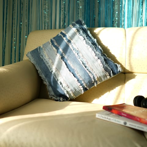 Second Innings - Frayed Banded Cushion