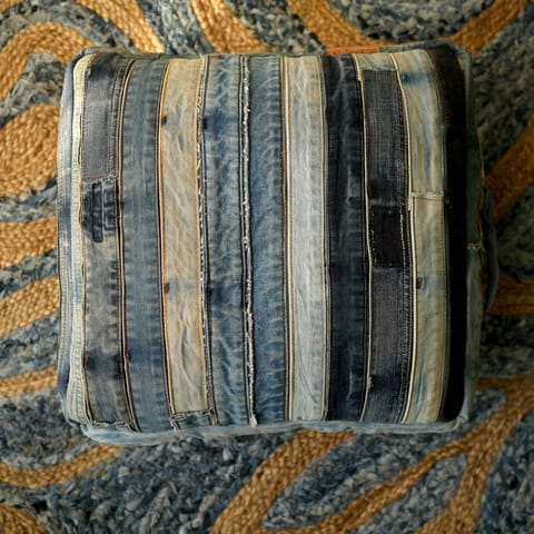 Second Innings - Jeans Waist Band Patched Floor Cushion