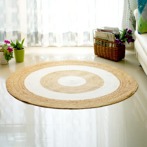 Second Innings - Jute & Cotton Braided Round Mat 1