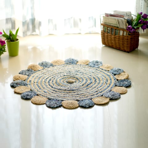 Second Innings - Denim & Jute Braided Round Mat 1