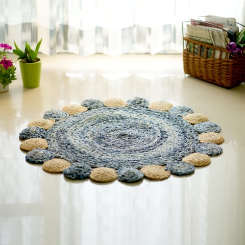 Second Innings - Denim & Jute Braided Round Mat 2