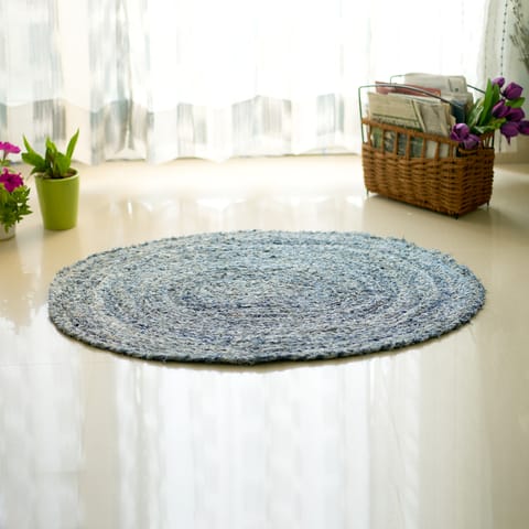 Second Innings - Denim Braided Oval Mat