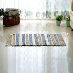Second Innings - Denim, Jute & Chunky Jersey Banded Woven Mat