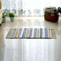 Second Innings - Denim, Jute & Chunky Jersey Banded Woven Mat