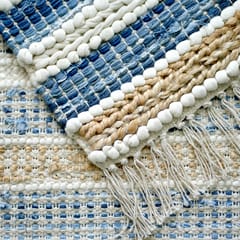 Second Innings - Denim, Jute & Chunky Jersey Banded Woven Mat